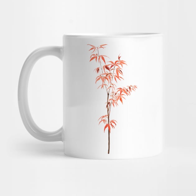 red Japanese dwarf maple tree watercolor by colorandcolor